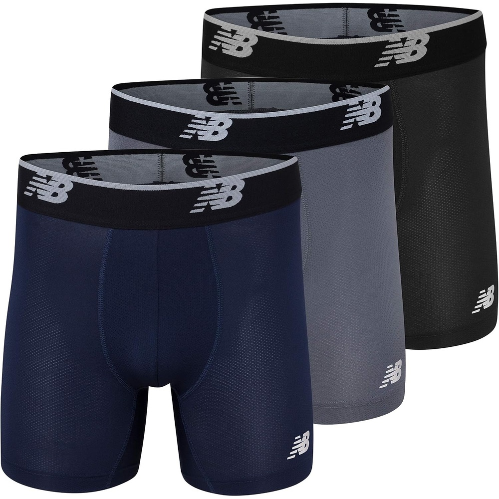 image:imageNew Balance Mens No Fly Boxer Brief Underwear with Jacquard Waistband Breathable Lightweight Moisture Wicking 3 PackLeadPigmentBlack