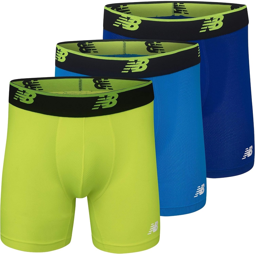 image:imageNew Balance Mens No Fly Boxer Brief Underwear with Jacquard Waistband Breathable Lightweight Moisture Wicking 3 PackTeam RoyalHiliteBolt