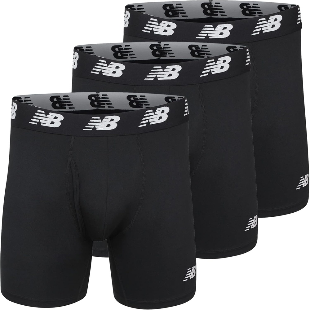 image:imageNew Balance Mens Performance Boxer Briefs with Fly Breathable Stretch Underwear Moisture Wicking Soft Waistband 3 PackBlackBlackBlack