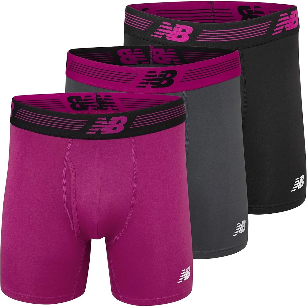 image:imageNew Balance Mens Performance Boxer Briefs with Fly Breathable Stretch Underwear Moisture Wicking Soft Waistband 3 PackBlackOrcaMulberry