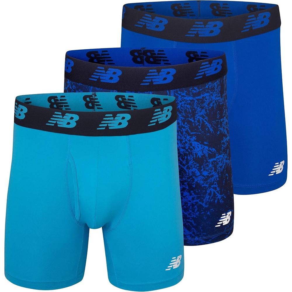 image:imageNew Balance Mens Performance Boxer Briefs with Fly Breathable Stretch Underwear Moisture Wicking Soft Waistband 3 PackCadetTeam RoyalRoyal