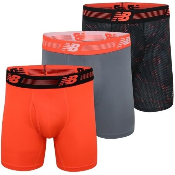 image:imageNew Balance Mens Performance Boxer Briefs with Fly Breathable Stretch Underwear Moisture Wicking Soft Waistband 3 PackDragonflySteelGhost Camo Print