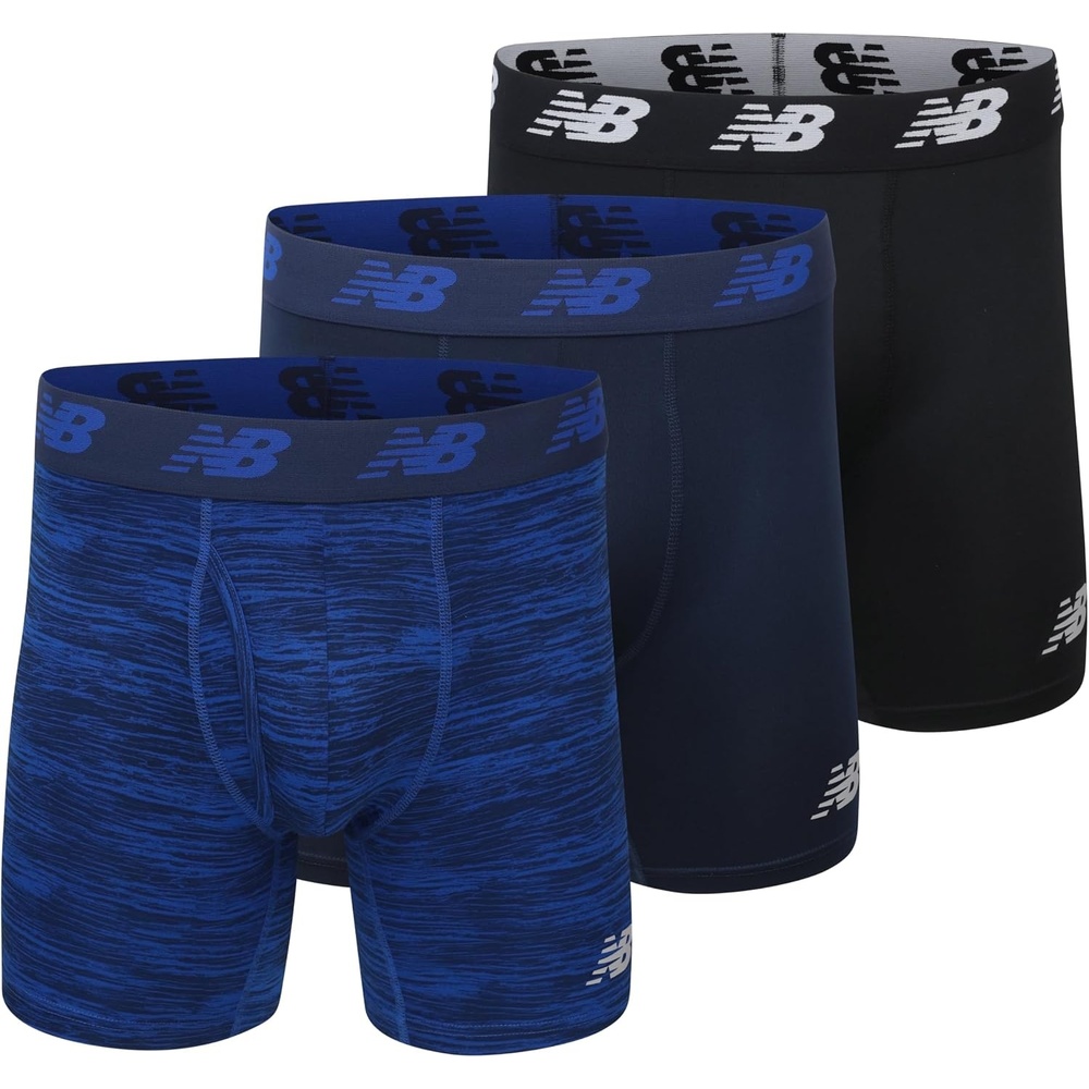 image:imageNew Balance Mens Performance Boxer Briefs with Fly Breathable Stretch Underwear Moisture Wicking Soft Waistband 3 PackPigmentPigment WoodgrainBlack