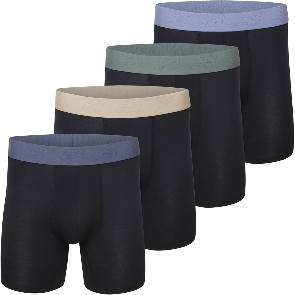 image:imageNew Balance Mens Ultra Smooth Microfiber Lightweight Breathable Performance Boxer Brief Underwear 4 PackBlackBlackBlackBlack
