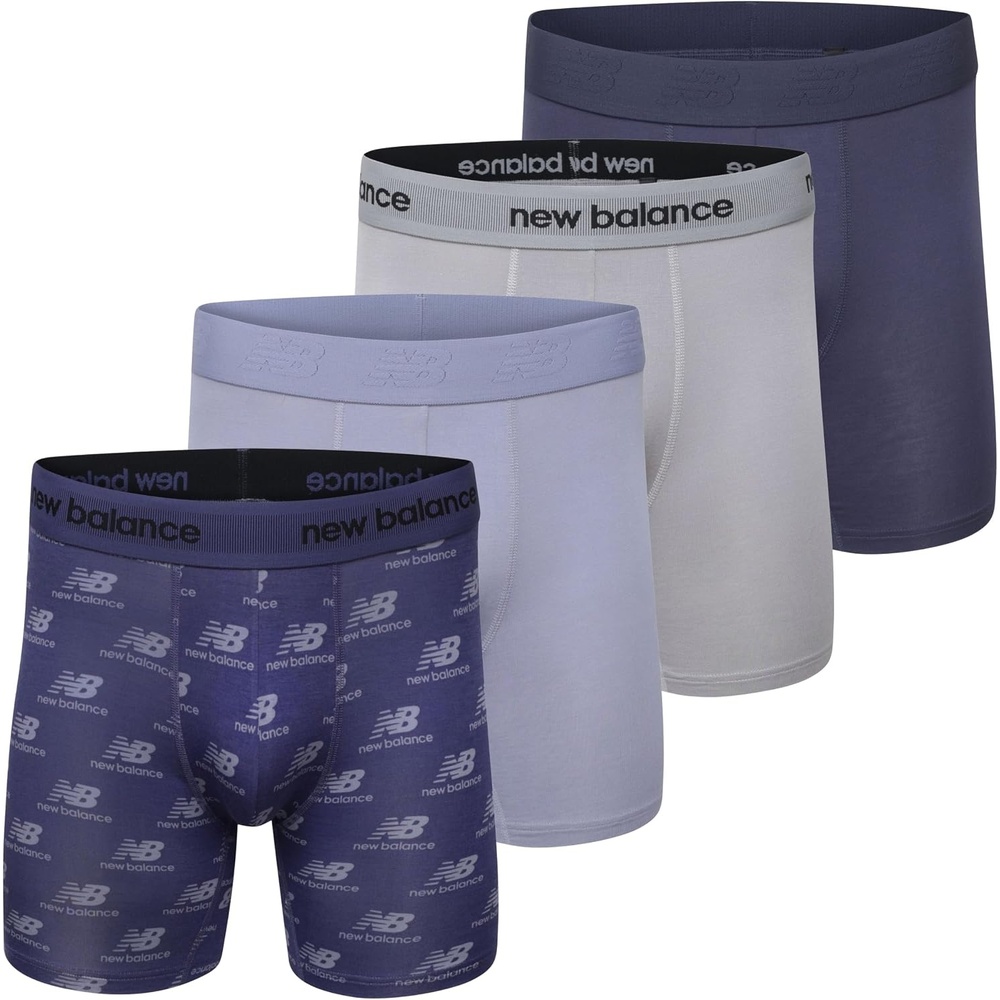 image:imageNew Balance Mens Ultra Smooth Microfiber Lightweight Breathable Performance Boxer Brief Underwear 4 PackNavyDream StateDusk ShowerSlate Grey