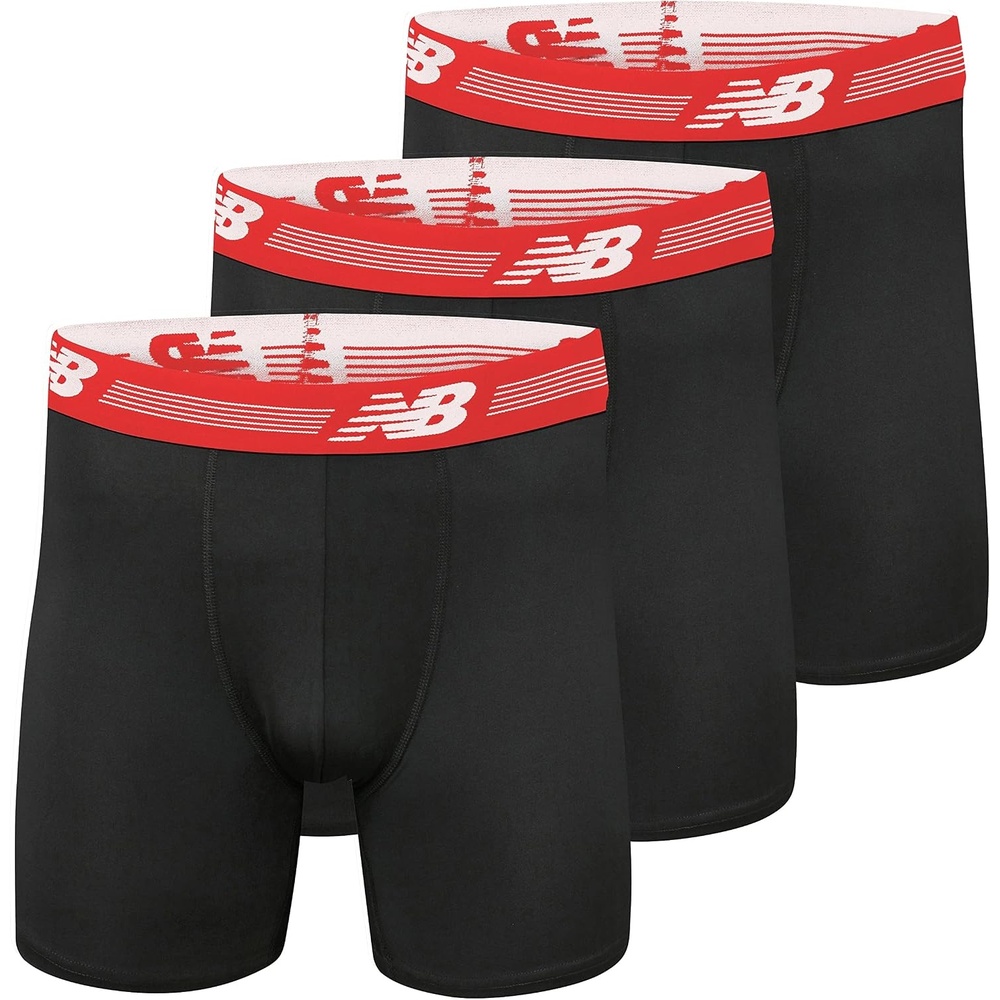 image:imageNew Balance Mens Ultra Soft Performance 6 Boxer Briefs with No Fly 3 PackBlackBlackBlack