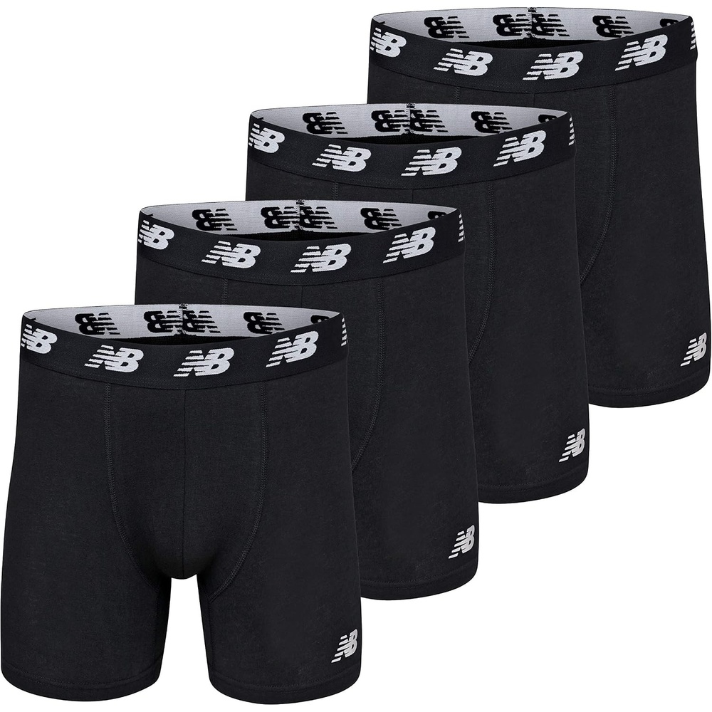 image:imageNew Balance Mens Velocity Cotton Breathable Lightweight No Fly Boxer Briefs Underwear 3 PackBlackBlackBlackBlack