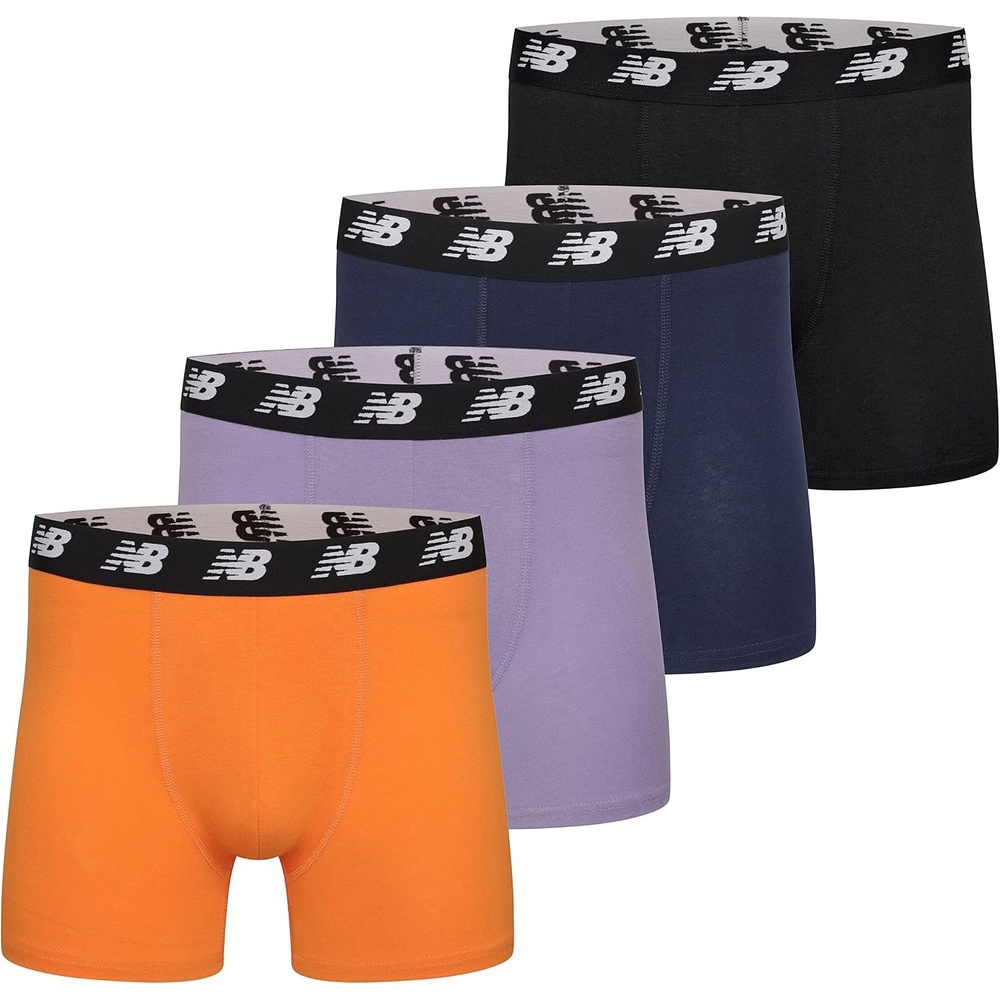 image:imageNew Balance Mens Velocity Cotton Breathable Lightweight No Fly Boxer Briefs Underwear 3 PackBlackVarsity OrangeDress BluesPlum
