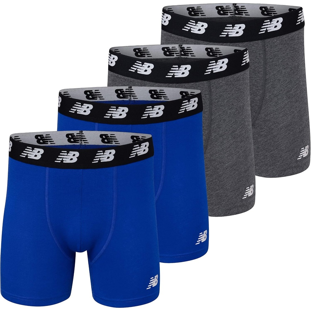 image:imageNew Balance Mens Velocity Cotton Breathable Lightweight No Fly Boxer Briefs Underwear 3 PackTeam RoyalDark HeatherTeam RoyalDark Heather