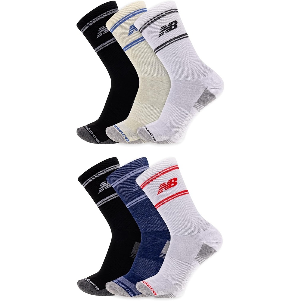 image:imageNew Balance Unisex Adult Performance Cushioned Crew Socks 6 amp 12 Pairs Moisture WickingAssorted 6 Pairs