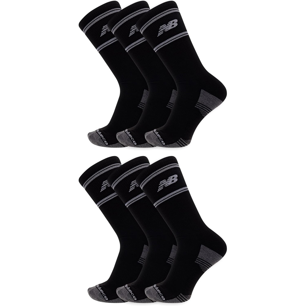 image:imageNew Balance Unisex Adult Performance Cushioned Crew Socks 6 amp 12 Pairs Moisture WickingBlack 6 Pairs