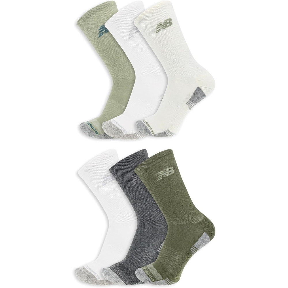 image:imageNew Balance Unisex Adult Performance Cushioned Crew Socks 6 amp 12 Pairs Moisture WickingGreen Assorted