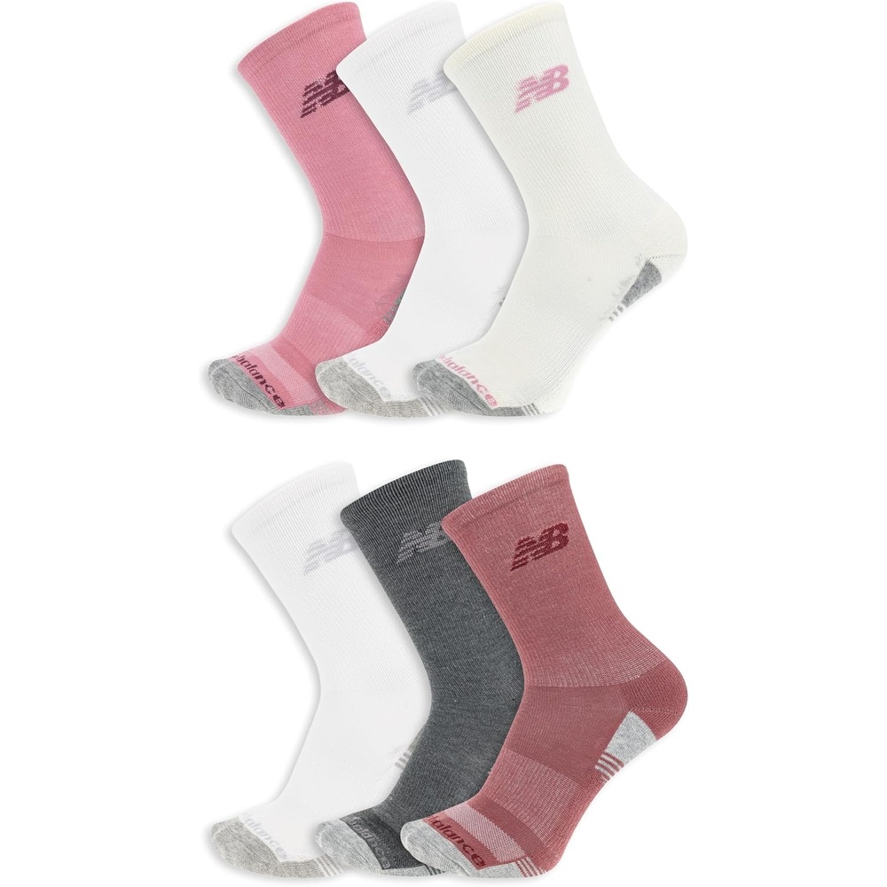 image:imageNew Balance Unisex Adult Performance Cushioned Crew Socks 6 amp 12 Pairs Moisture WickingPink Assorted