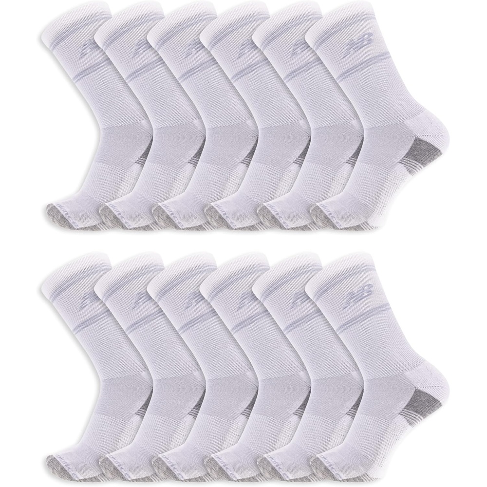 image:imageNew Balance Unisex Adult Performance Cushioned Crew Socks 6 amp 12 Pairs Moisture WickingWhite 12 Pairs