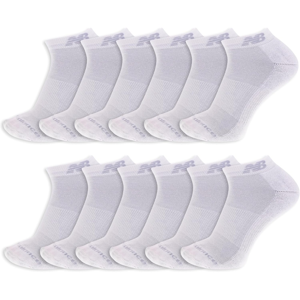 image:imageNew Balance Unisex Adult Performance Cushioned Low Cut Socks 6 amp 12 Pairs Moisture WickingWhite 12 Pairs