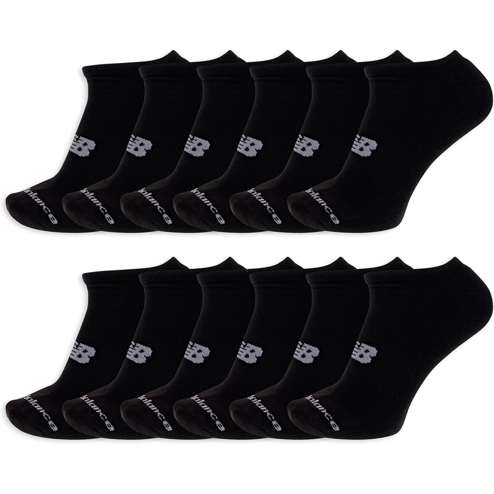 image:imageNew Balance Unisex Adult Performance Cushioned No Show Socks 6 amp 12 Pairs Moisture WickingBlack 12 Pairs
