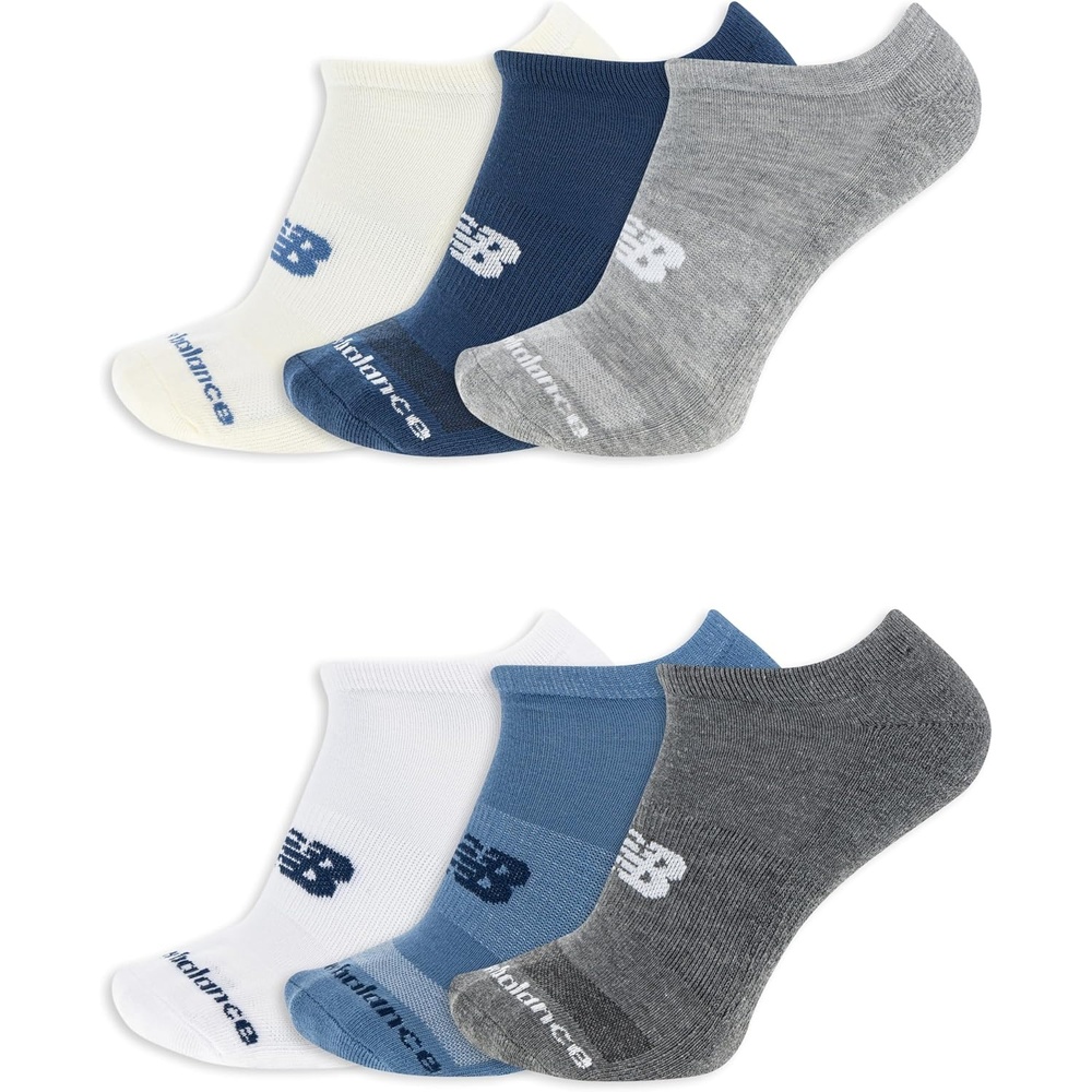 image:imageNew Balance Unisex Adult Performance Cushioned No Show Socks 6 amp 12 Pairs Moisture WickingBlue Assorted 6 Pairs