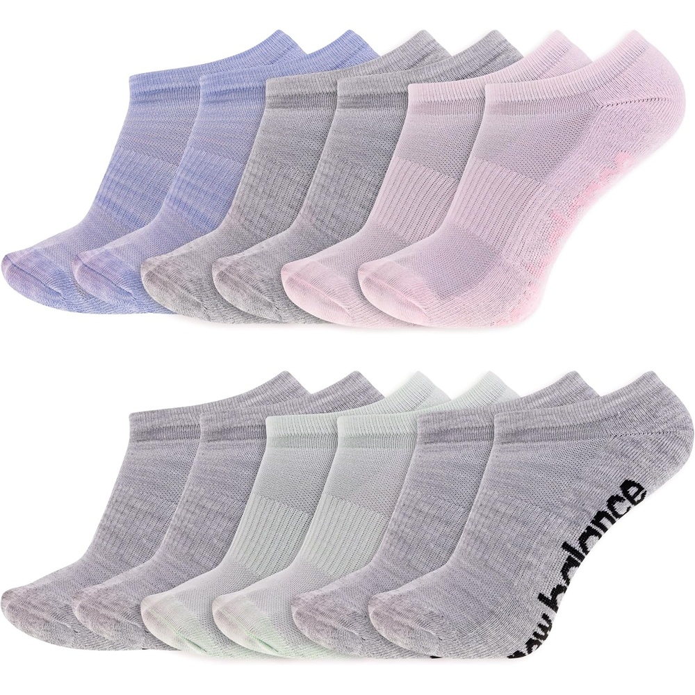 image:imageNew Balance Unisex Adult Performance Cushioned No Show Socks 6 amp 12 Pairs Moisture WickingGrey 12 Pairs