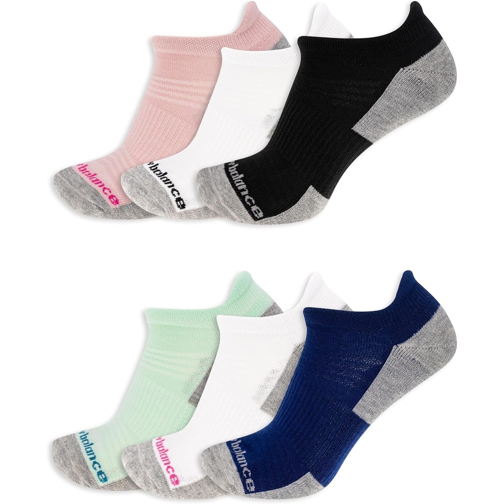 image:imageNew Balance Unisex Adult Performance Cushioned No Show Socks 6 amp 12 Pairs Moisture WickingLight Green Assorted Tab 6 Pairs