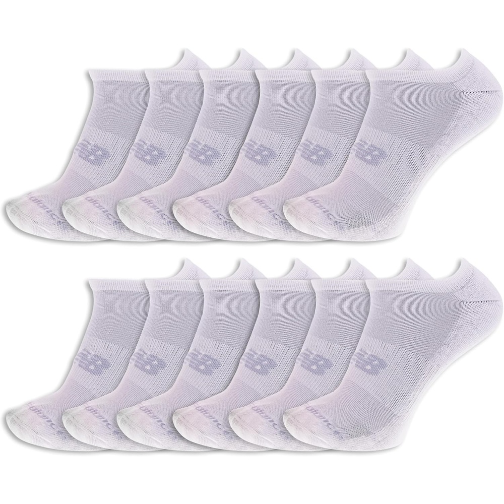 image:imageNew Balance Unisex Adult Performance Cushioned No Show Socks 6 amp 12 Pairs Moisture WickingWhite 12 Pairs