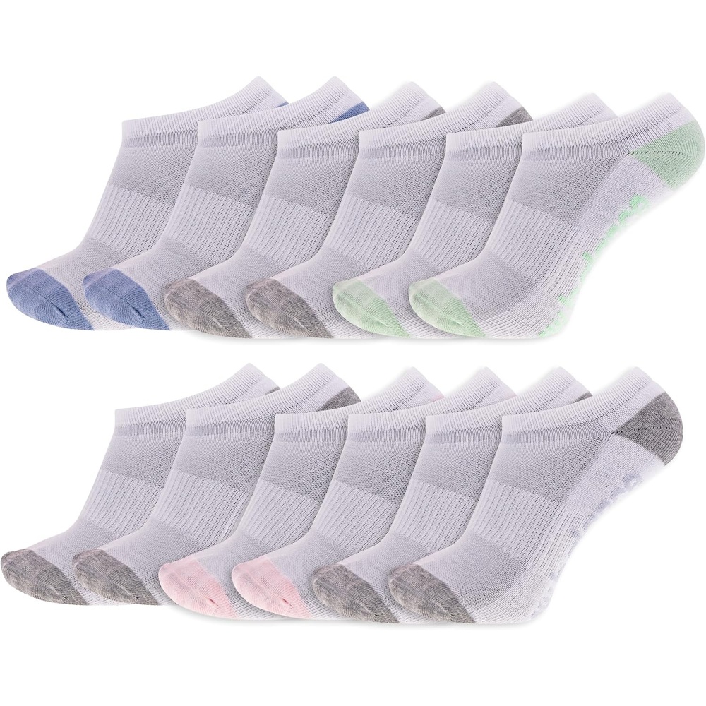 image:imageNew Balance Unisex Adult Performance Cushioned No Show Socks 6 amp 12 Pairs Moisture WickingWhite Assorted 12 Pairs