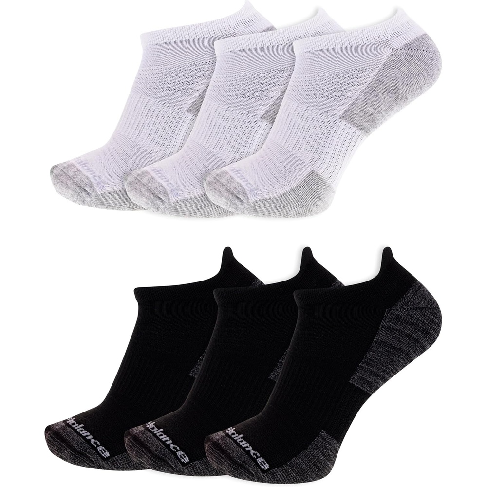 image:imageNew Balance Unisex Adult Performance Cushioned No Show Socks 6 amp 12 Pairs Moisture WickingWhite Black Assorted Tab 6 Pairs