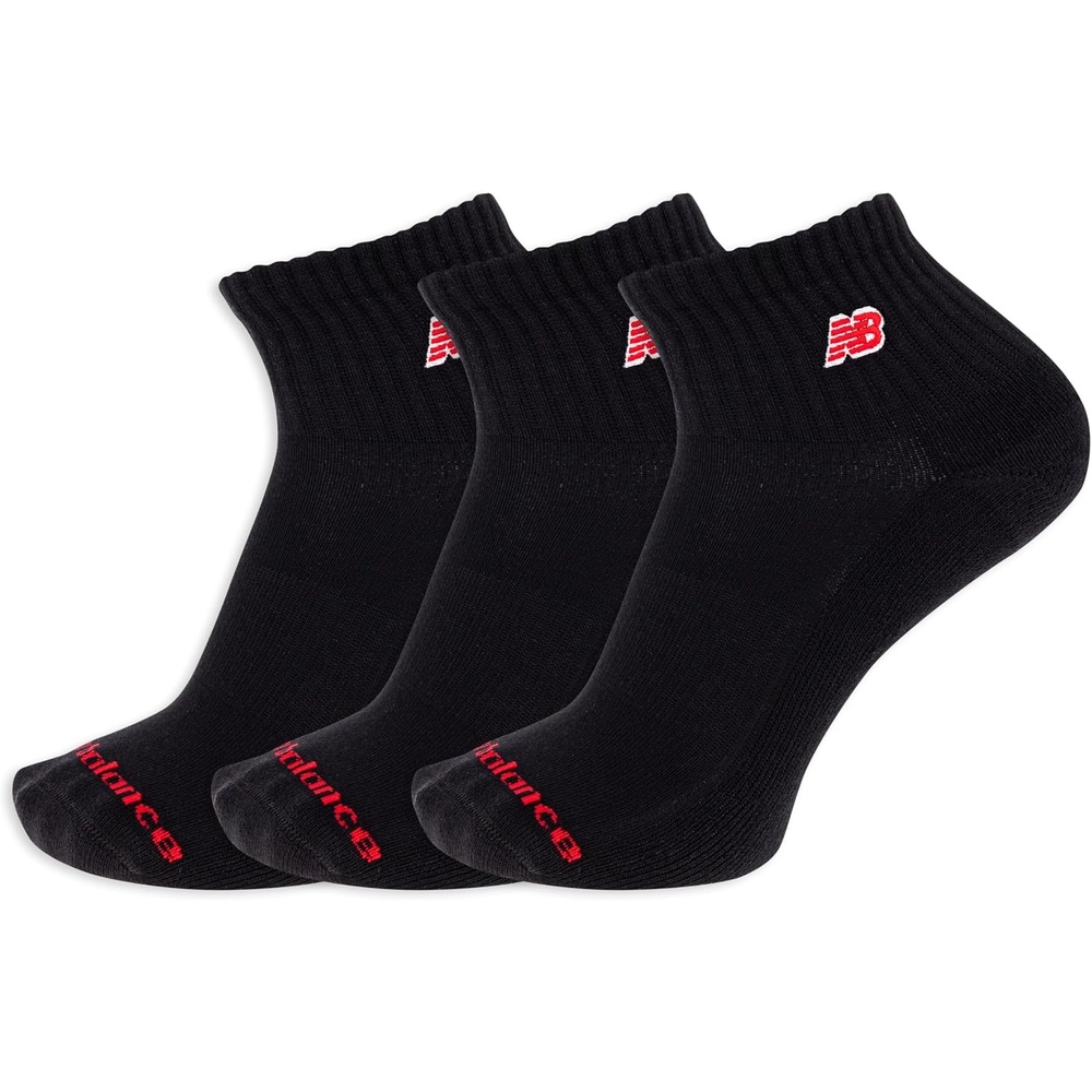 image:imageNew Balance unisexadults Mens and Womens Patch Logo Ankle Socks 3 Pairs Cushioned Moisture WickingBlack
