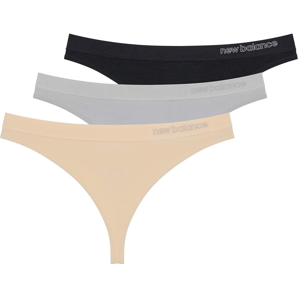 image:imageNew Balance womens Ultra Comfort Performance Seamless Thong Underwear 3 Pack Thong PantiesNudeBlackHirise