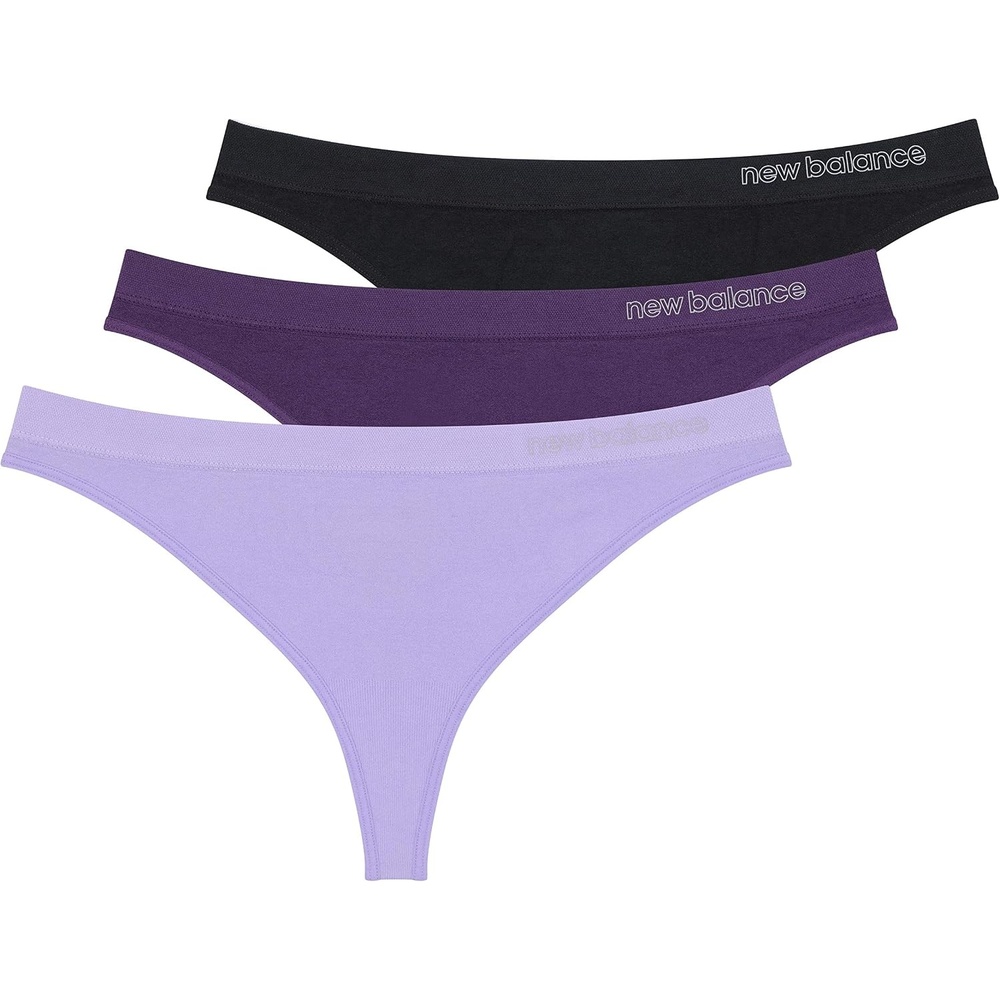 image:imageNew Balance womens Ultra Comfort Performance Seamless Thong Underwear 3 Pack Thong PantiesViolet TulipCrown JewelBlack