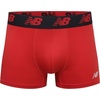 New Balance Men’s No Fly Trunks Underwear, Jacquard Waistband, Breathable Lightweight, Moisture Wicking (3 Pack)(Black/Team Red/Thunder)