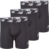 New Balance Men’s Performance Boxer Briefs with Fly, Breathable Stretch Underwear, Moisture Wicking, Soft Waistband (3 Pack)(Black/Black/Black)