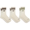 New Balance Unisex Adult Organic Cotton Crew & Mid-crew Socks – 3 Pairs – Arch Support(Cream Stripe)
