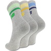 New Balance Unisex Adult Organic Cotton Crew & Mid-crew Socks – 3 Pairs – Arch Support(Grey Stripe)
