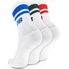 New Balance Unisex Adult Organic Cotton Crew & Mid-crew Socks – 3 Pairs – Arch Support(White Assorted Stripe)
