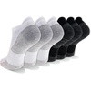 New Balance Unisex Adult Performance Cushioned No Show Socks – 6 & 12 Pairs – Moisture Wicking(White Black Assorted Tab (6 Pairs))
