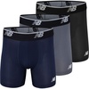 New Balance Men’s No Fly Boxer Brief Underwear with Jacquard Waistband, Breathable Lightweight, Moisture Wicking (3 Pack)(Lead/Pigment/Black)