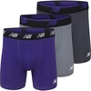 New Balance Men’s No Fly Boxer Brief Underwear with Jacquard Waistband, Breathable Lightweight, Moisture Wicking (3 Pack)(Lead/Prism Purple/Steel)
