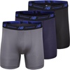 New Balance Men’s No Fly Boxer Brief Underwear with Jacquard Waistband, Breathable Lightweight, Moisture Wicking (3 Pack)(Lead/Team Navy/Black)