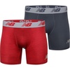 New Balance Mens Premium Performance 6″ Boxer Brief Underwear (Pack of 2)(Space Dye Red/Thunder)