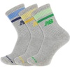 New Balance Unisex Adult Organic Cotton Crew & Mid-crew Socks – 3 Pairs – Arch Support(Grey Stripe)