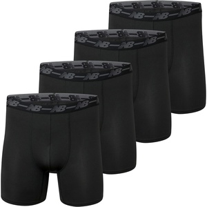 New Balance Men’s Mesh 5″ No-FLY Boxer Brief (4-Pack)(Black/Black/Black/Black)