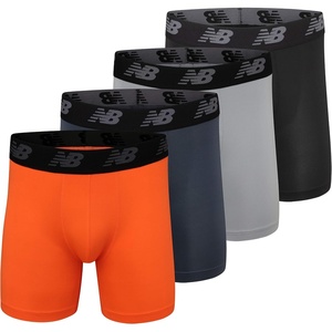 New Balance Men’s Mesh 5″ No-FLY Boxer Brief (4-Pack)(Black/Dynomite/Steel/Orca)