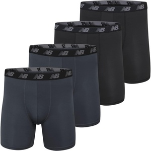 New Balance Men’s Mesh 5″ No-FLY Boxer Brief (4-Pack)(Thunder/Thunder/Black/Black)
