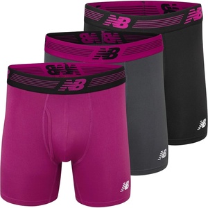 New Balance Men’s Performance Boxer Briefs with Fly, Breathable Stretch Underwear, Moisture Wicking, Soft Waistband (3 Pack)(Black/Orca/Mulberry)
