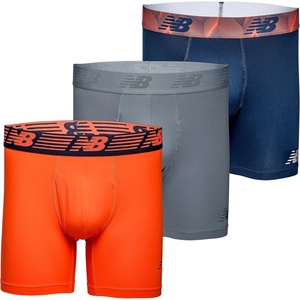 New Balance Men’s Performance Boxer Briefs with Fly, Breathable Stretch Underwear, Moisture Wicking, Soft Waistband (3 Pack)(Pigment/Dynamite/Steel)