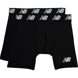 New Balance Mens Premium Performance 6″ Boxer Brief Underwear (Pack of 2)(Black/Black)