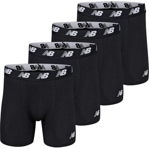 New Balance Men’s Velocity Cotton Breathable Lightweight No Fly Boxer Briefs Underwear (3 Pack)(Black/Black/Black/Black)