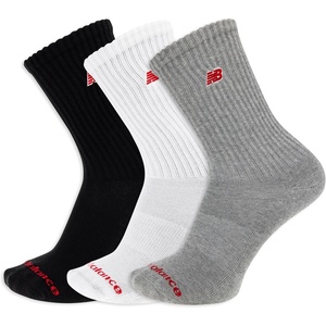 New Balance Unisex Adult Organic Cotton Crew & Mid-crew Socks – 3 Pairs – Arch Support(Black Assorted Patch Logo)