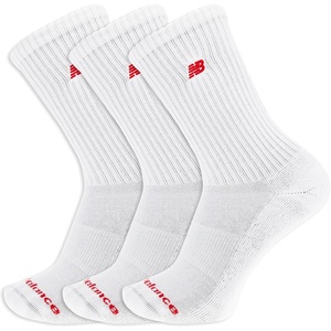 New Balance Unisex Adult Organic Cotton Crew & Mid-crew Socks – 3 Pairs – Arch Support(White Patch Logo)