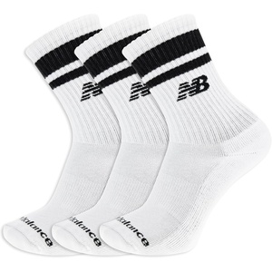New Balance Unisex Adult Organic Cotton Crew & Mid-crew Socks – 3 Pairs – Arch Support(White Stripe)